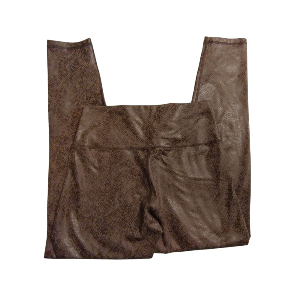 NWOT Offline Brown Faux Leather Textured Leggings High Waist LARGE